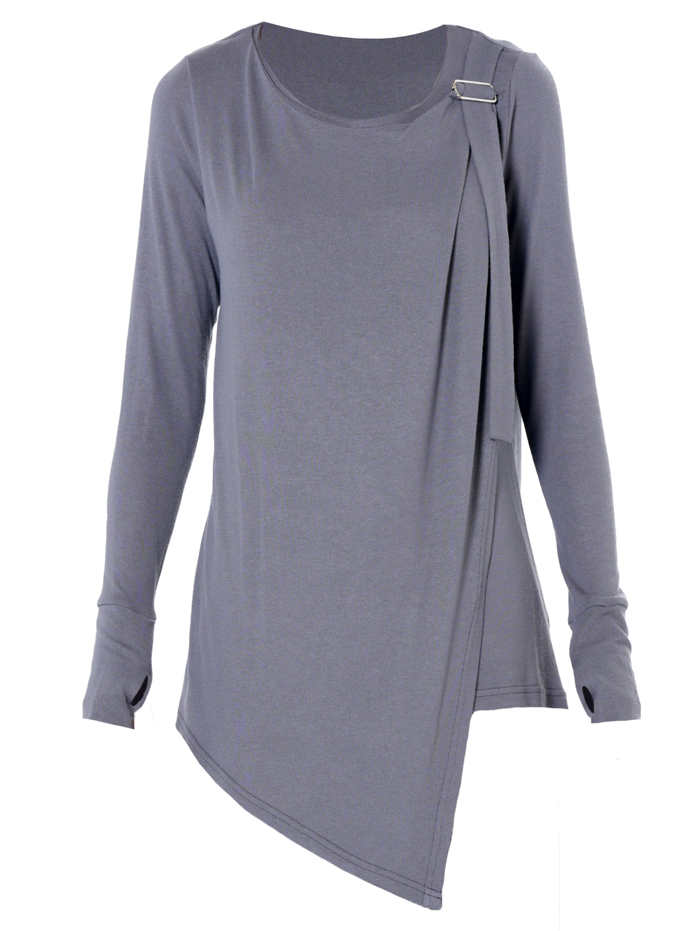 Asymmetric Long Sleeve Top In Gray