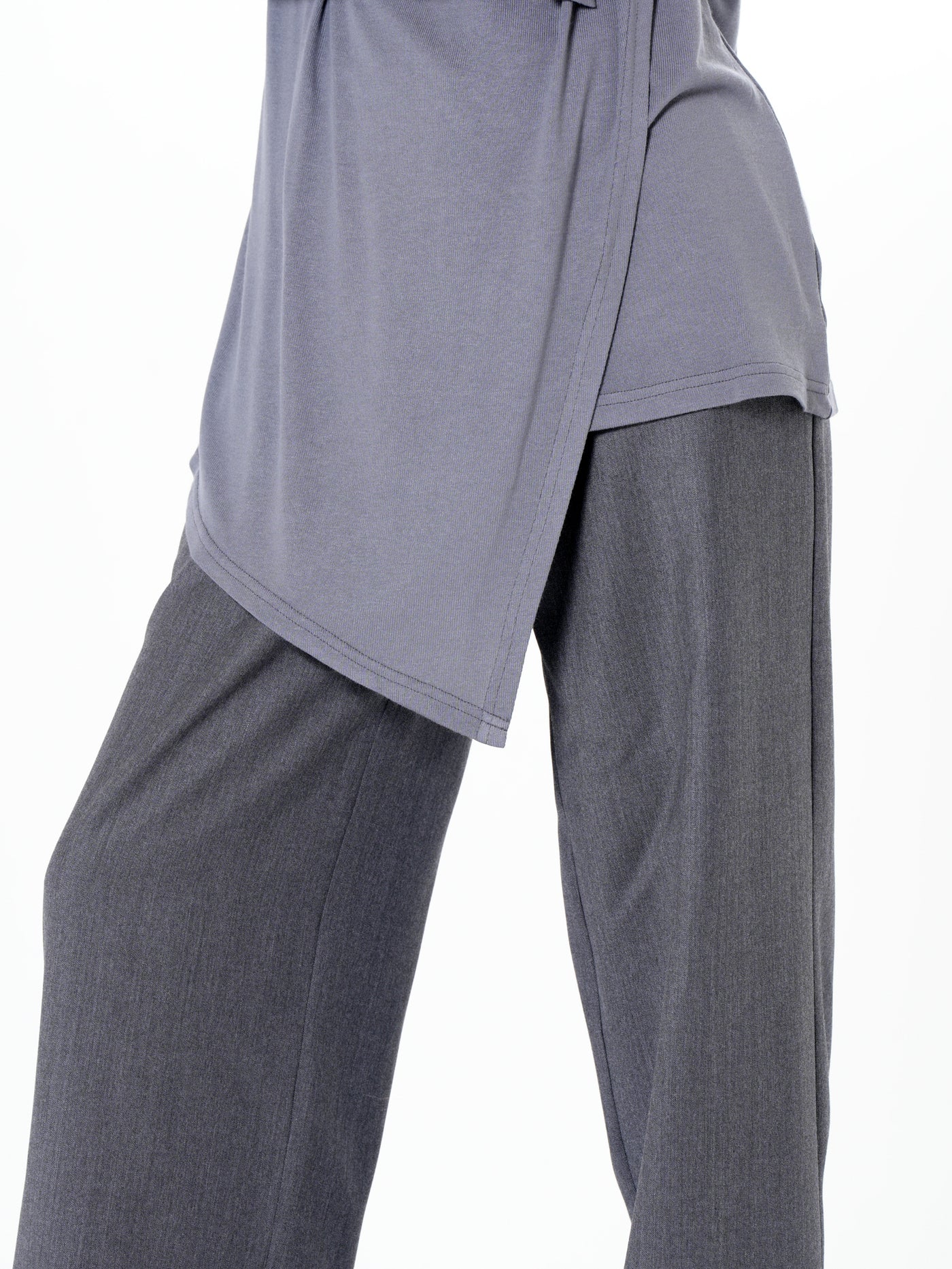 Asymmetric Long Sleeve Top In Gray