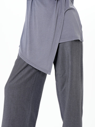 Asymmetric Long Sleeve Top In Gray