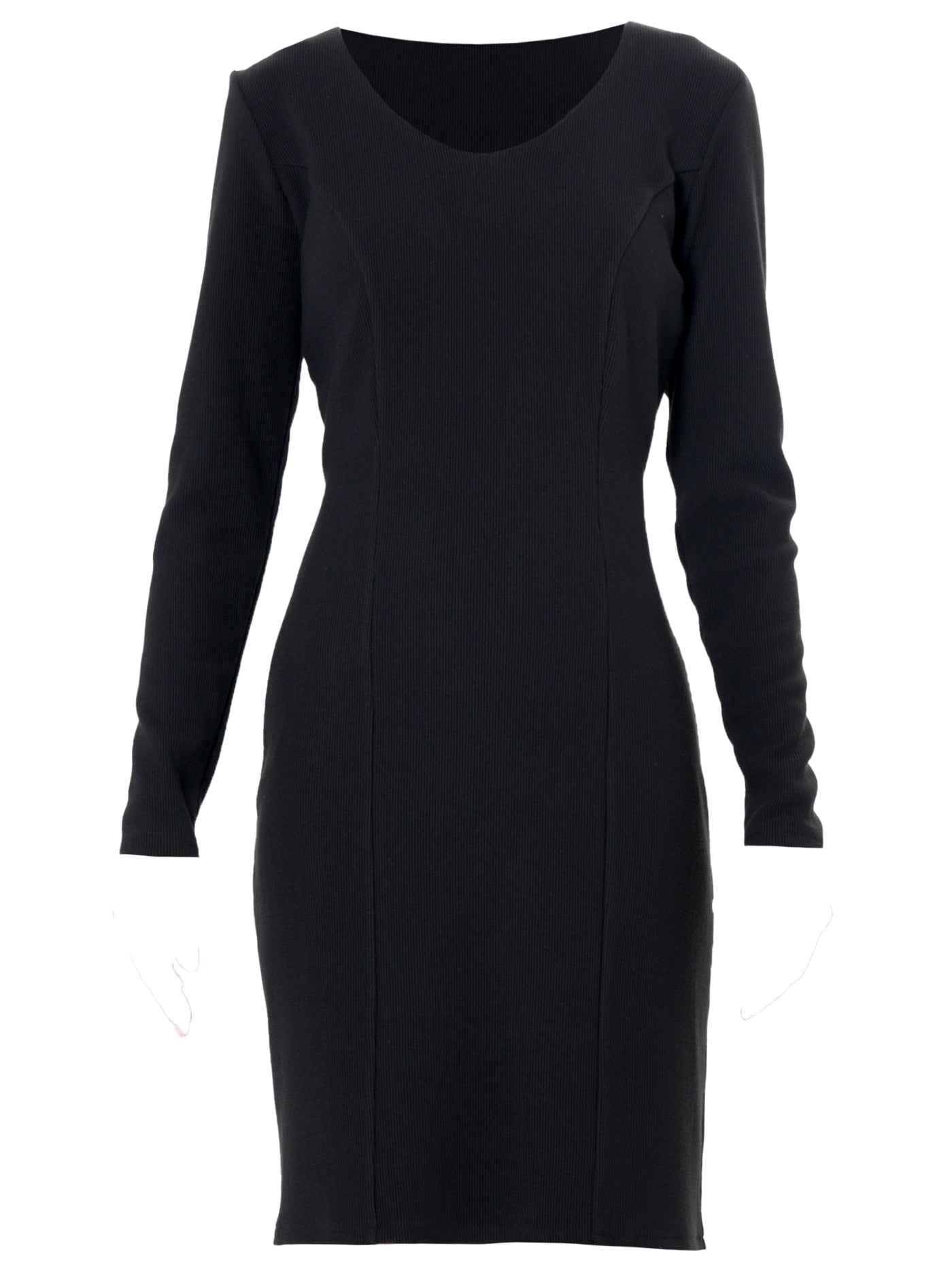 Long Sleeve Sheath Dress In Black