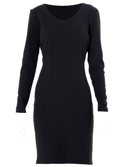 Long Sleeve Sheath Dress In Black