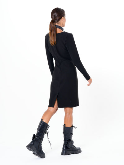 Long Sleeve Sheath Dress In Black