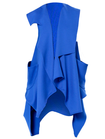 Asymmetric Long Vest In Royal Blue