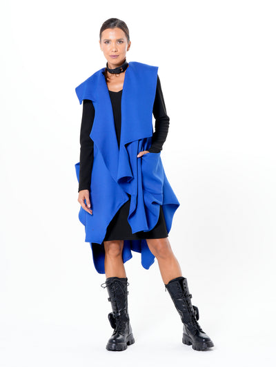 Asymmetric Long Vest In Royal Blue
