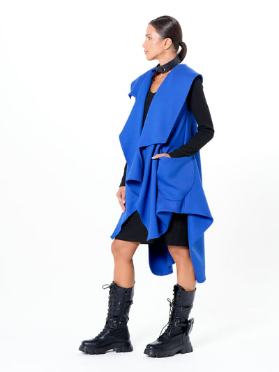 Asymmetric Long Vest In Royal Blue