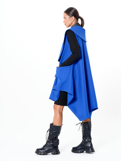 Asymmetric Long Vest In Royal Blue