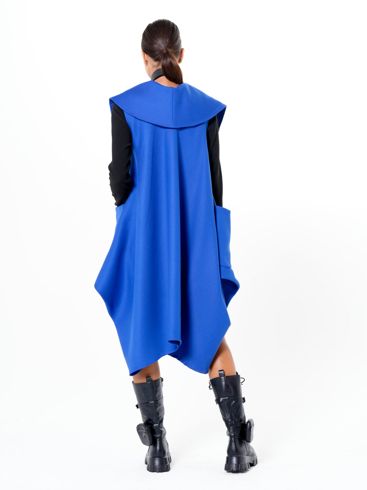 Asymmetric Long Vest In Royal Blue
