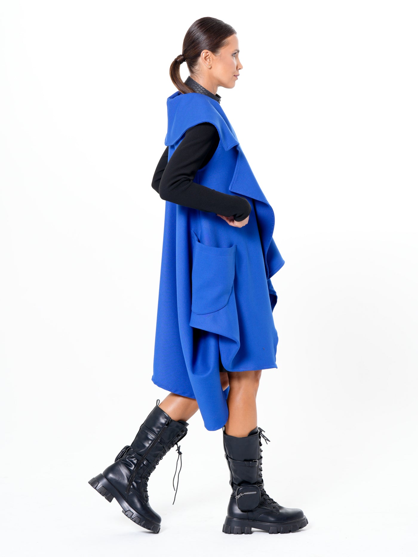 Asymmetric Long Vest In Royal Blue