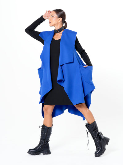 Asymmetric Long Vest In Royal Blue
