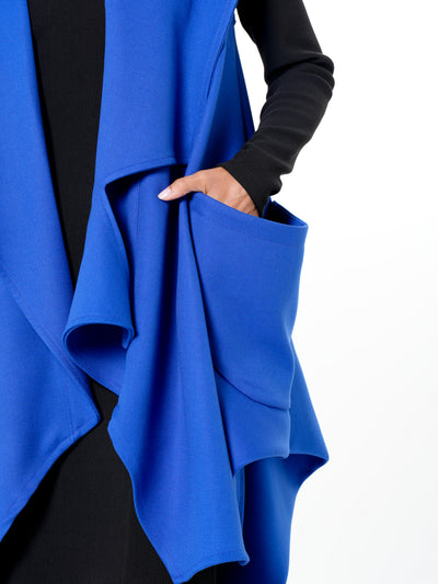 Asymmetric Long Vest In Royal Blue