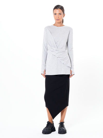 Cotton Slim Fit Top With Thumbhole Sleeves In Black
