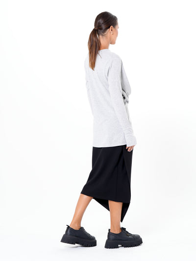 Cotton Slim Fit Top With Thumbhole Sleeves In Gray