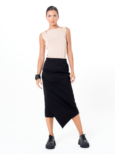 Midi Asymmetrical Skirt In Black