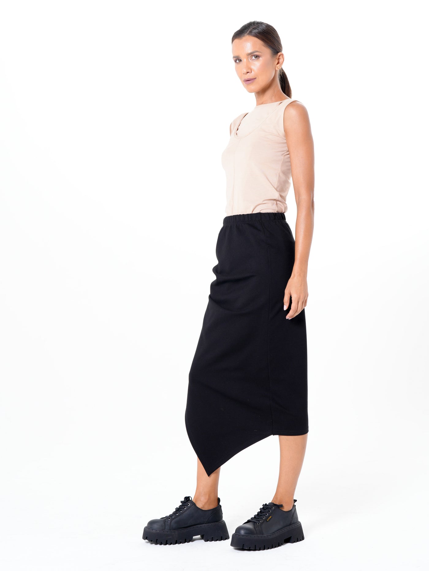 Midi Asymmetrical Skirt In Black