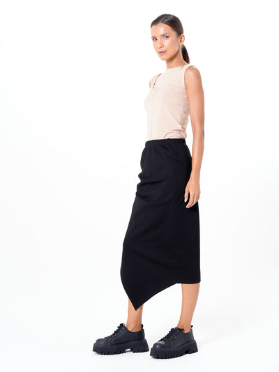 Midi Asymmetrical Skirt In Black