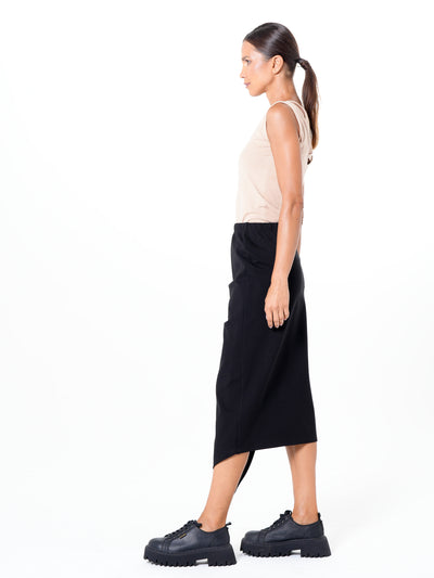 Midi Asymmetrical Skirt In Black