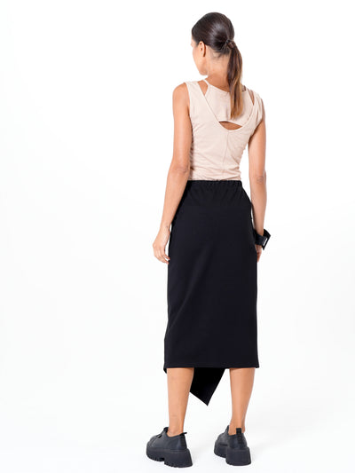 Midi Asymmetrical Skirt In Black