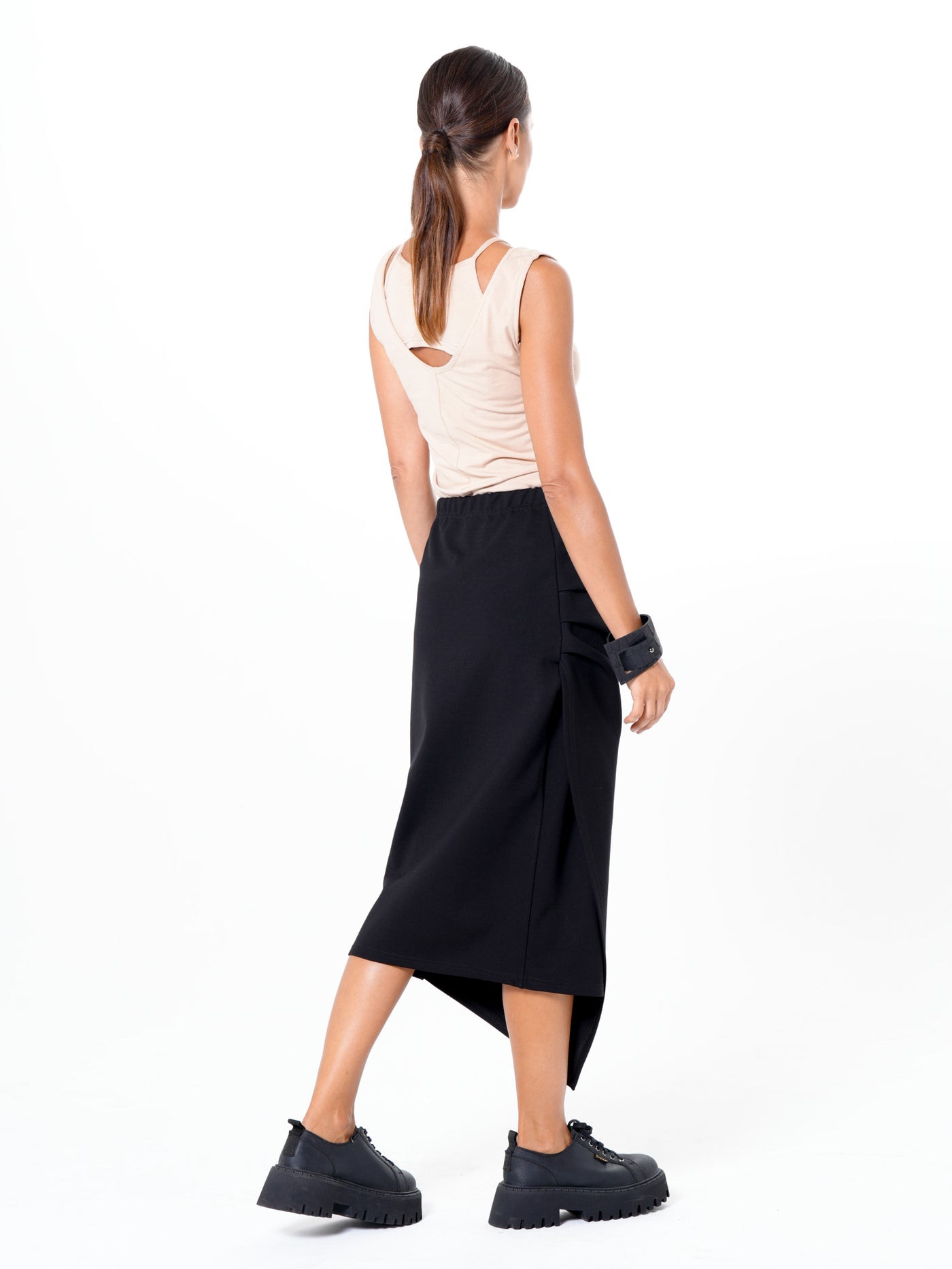 Midi Asymmetrical Skirt In Black