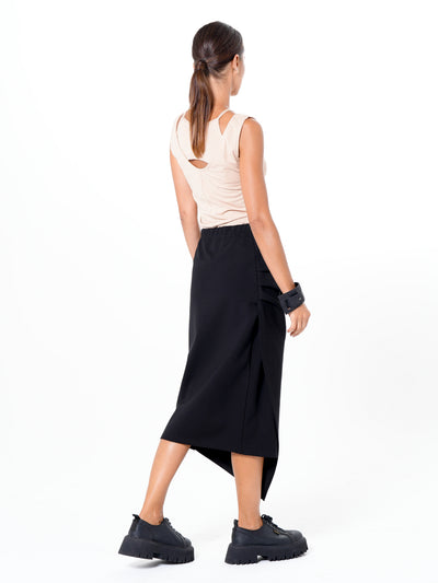Midi Asymmetrical Skirt In Black