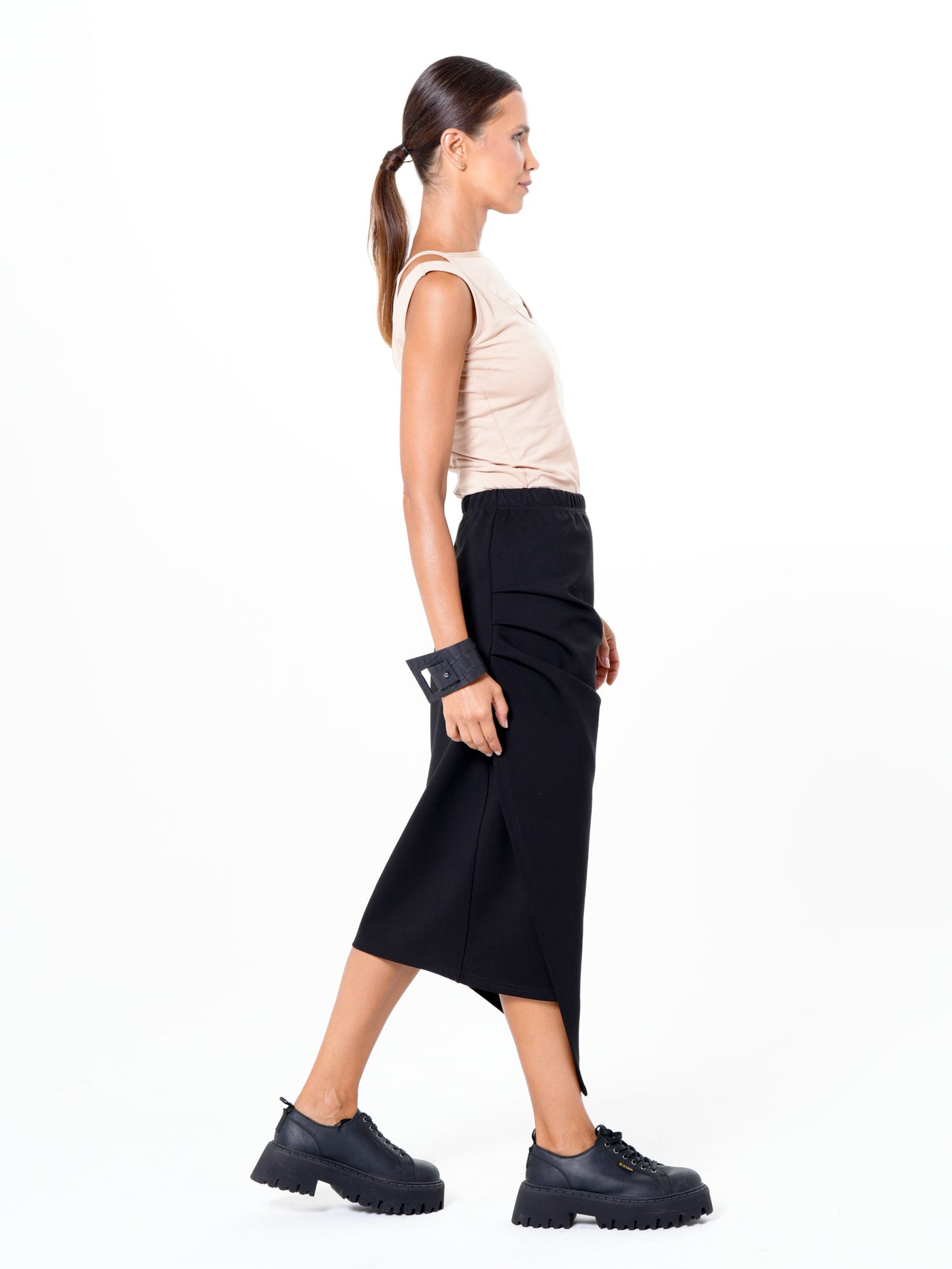 Midi Asymmetrical Skirt In Black