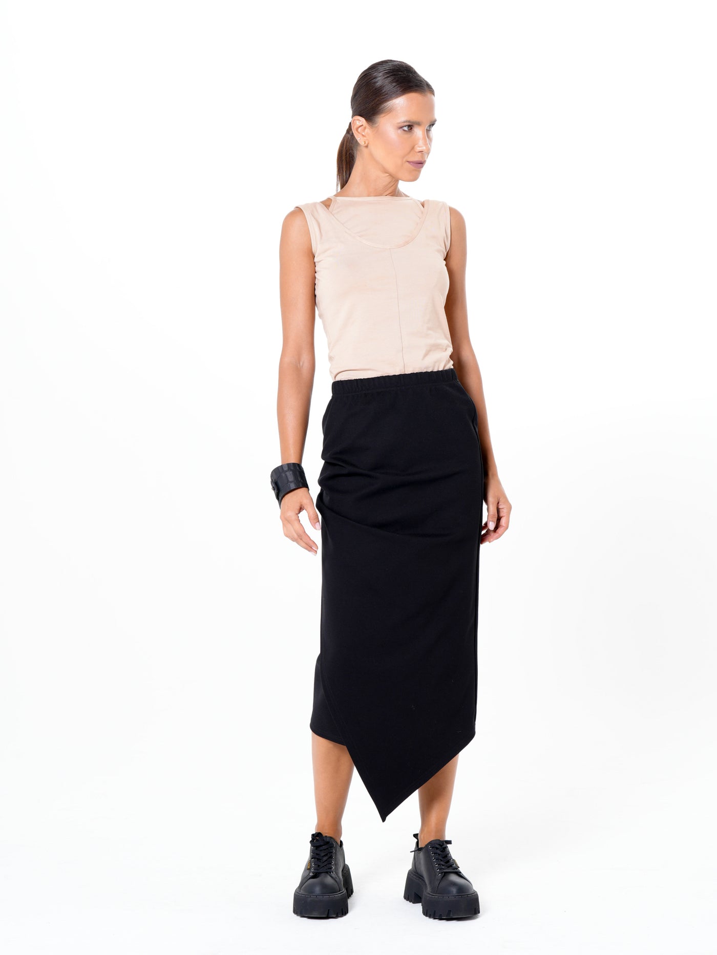 Midi Asymmetrical Skirt In Black