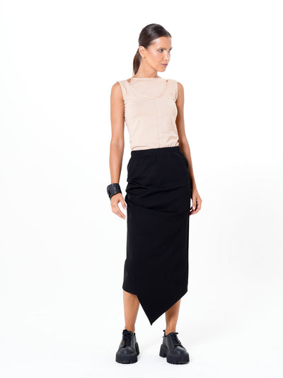 Midi Asymmetrical Skirt In Black