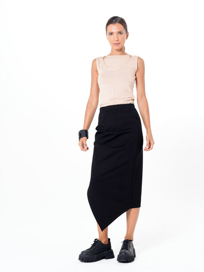 Midi Asymmetrical Skirt In Black