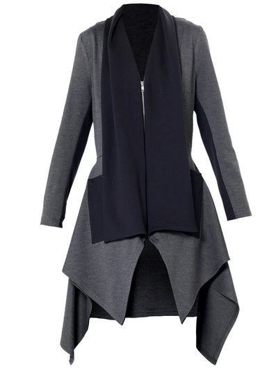 Architectural Asymmetric Blazer With Scarf