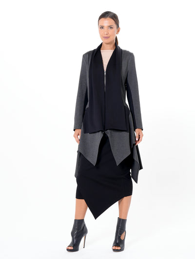 Architectural Asymmetric Blazer With Scarf