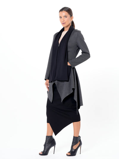 Architectural Asymmetric Blazer With Scarf