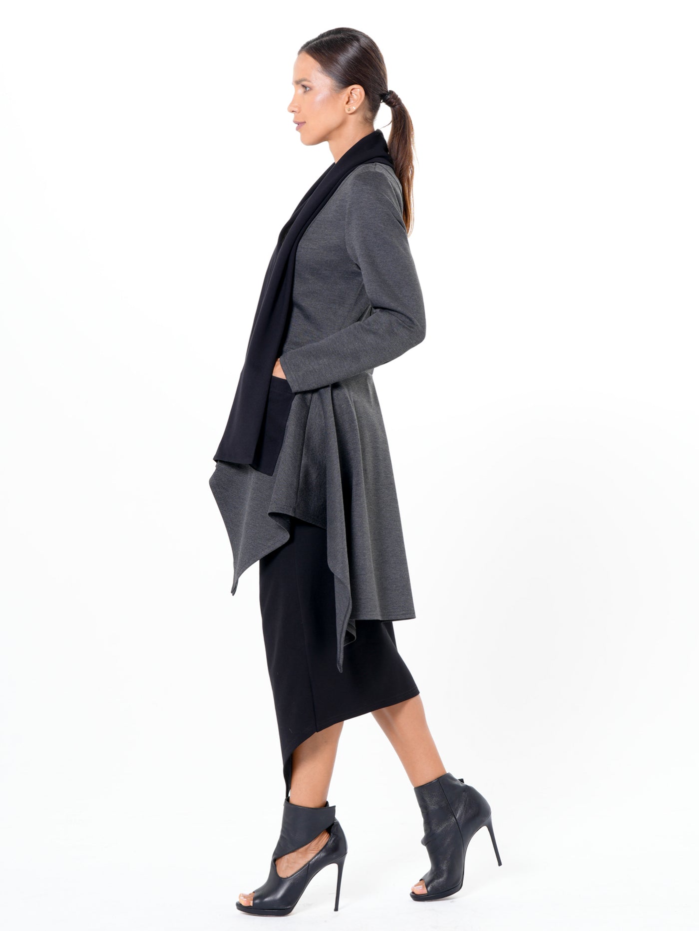 Architectural Asymmetric Blazer With Scarf