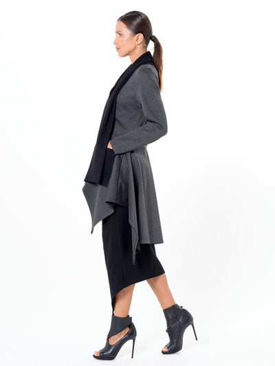 Architectural Asymmetric Blazer With Scarf