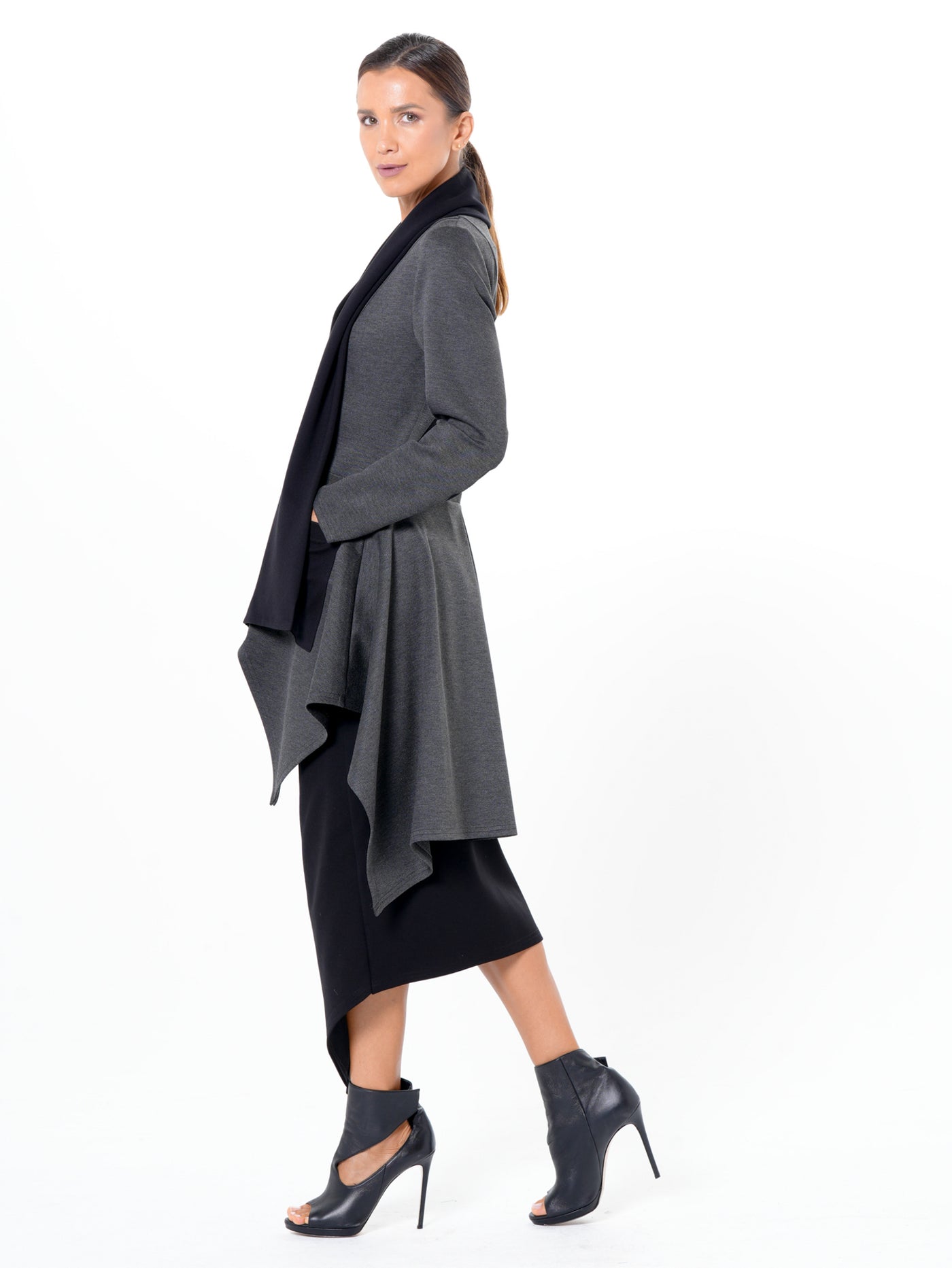 Architectural Asymmetric Blazer With Scarf