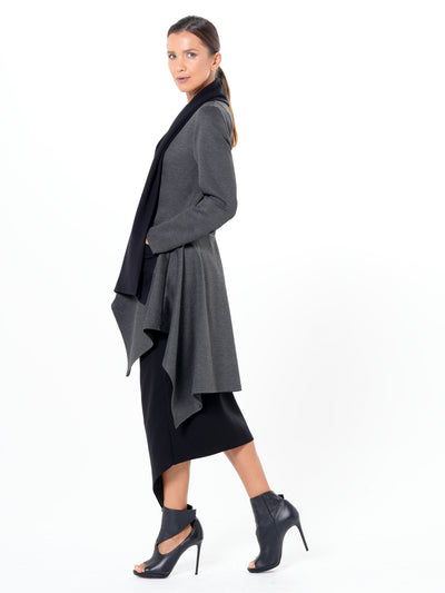 Architectural Asymmetric Blazer With Scarf
