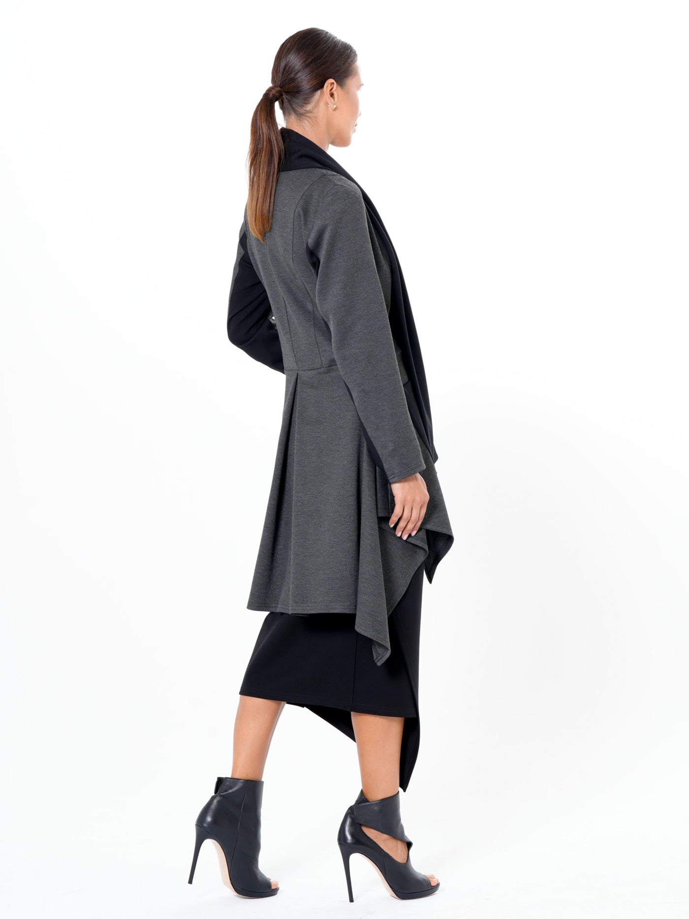 Architectural Asymmetric Blazer With Scarf