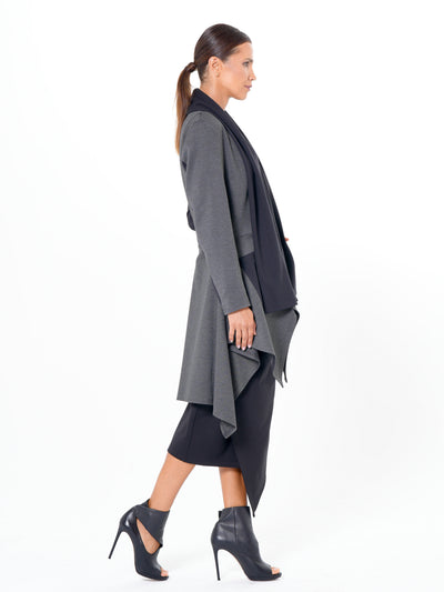 Architectural Asymmetric Blazer With Scarf