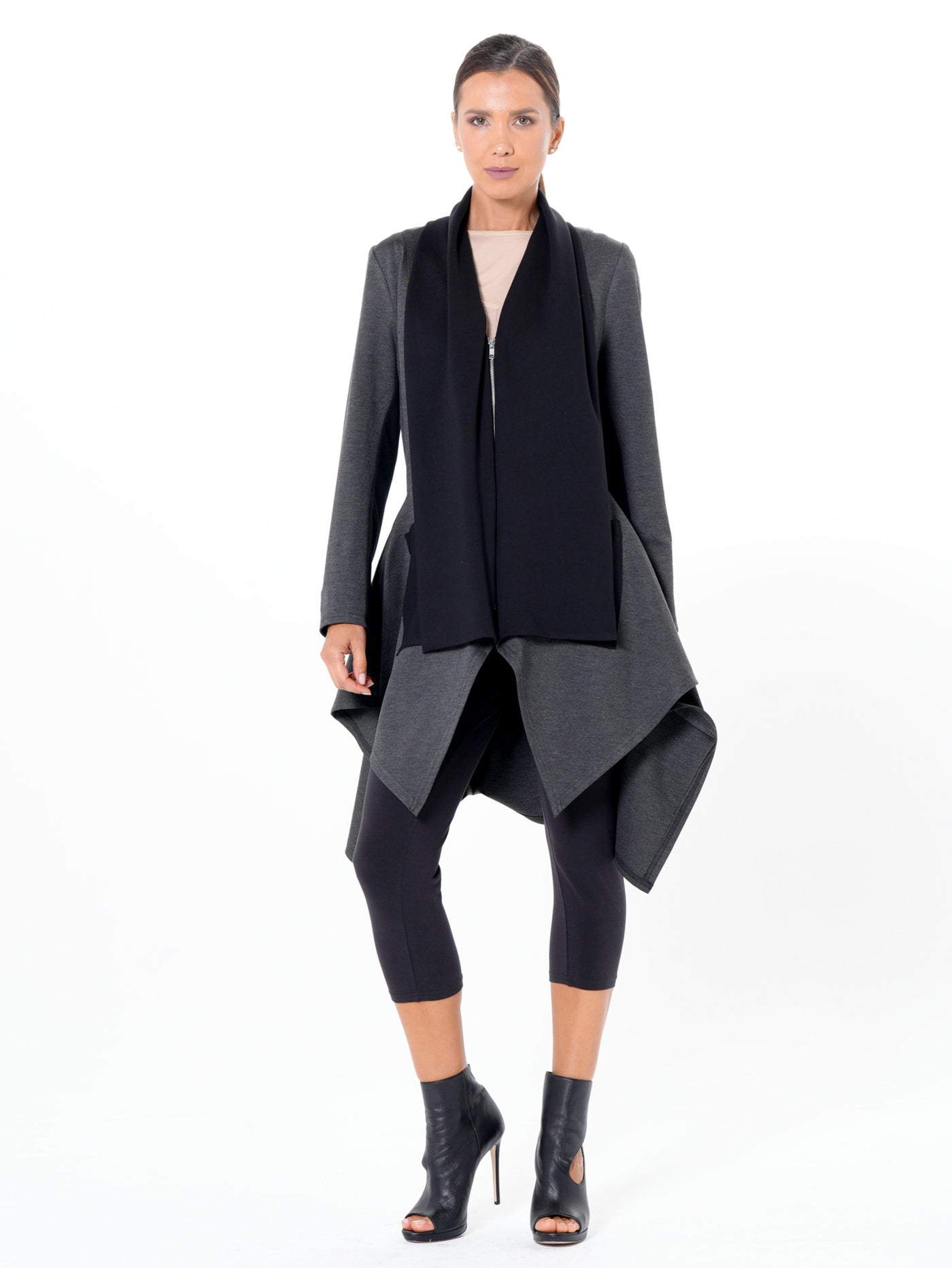 Architectural Asymmetric Blazer With Scarf