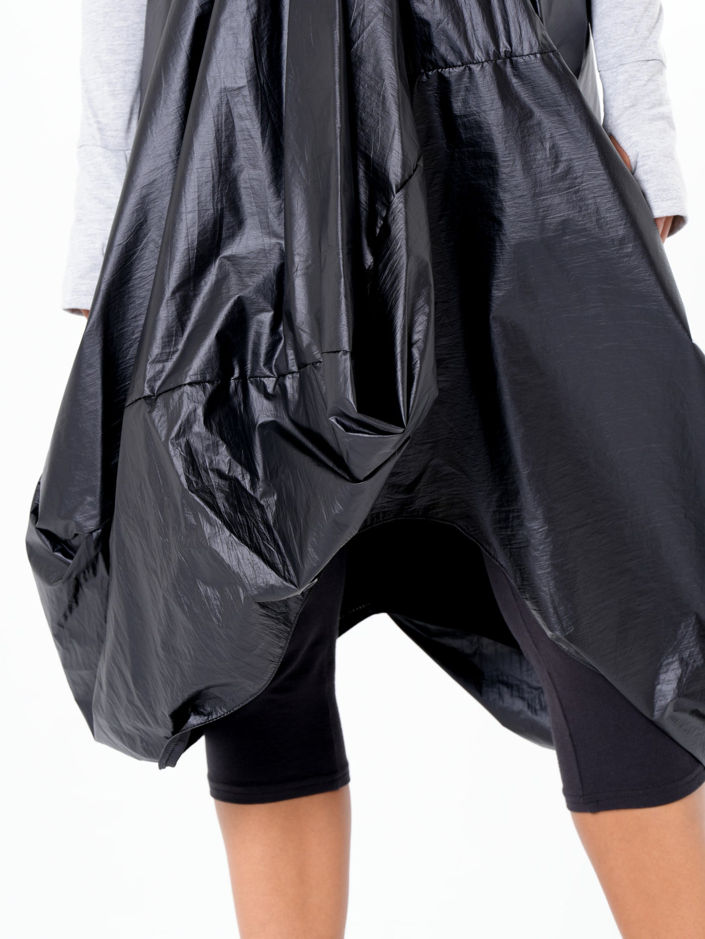 Draped Balloon Pinafore Dress In Black