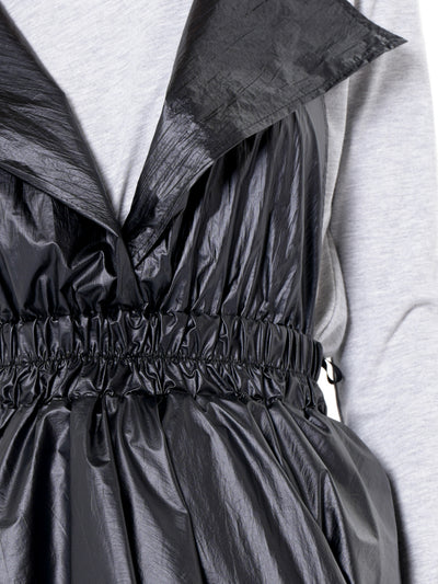 Draped Balloon Pinafore Dress In Black