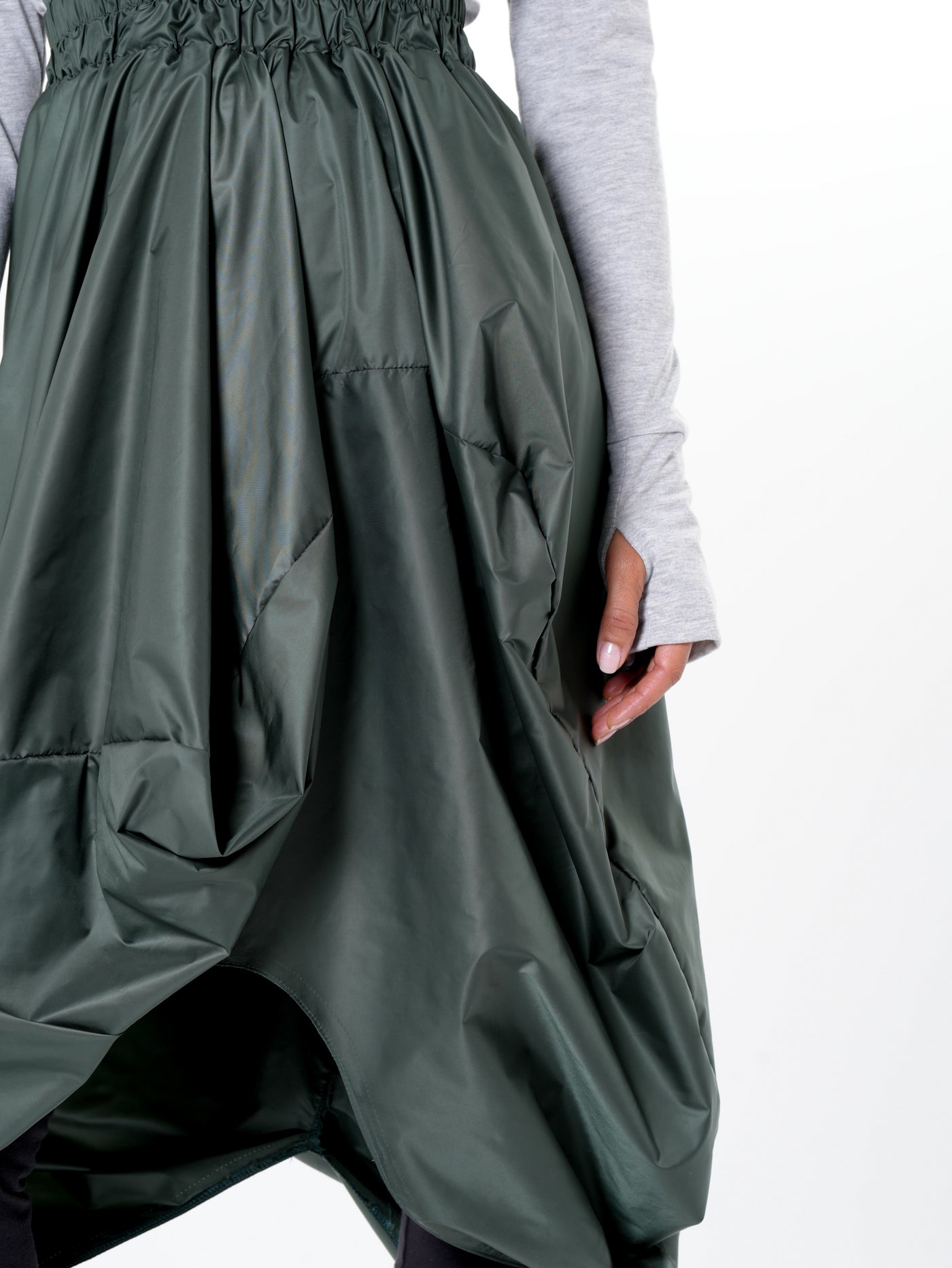 Draped Balloon Pinafore Dress In Green