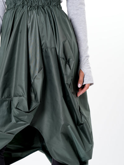 Draped Balloon Pinafore Dress In Green