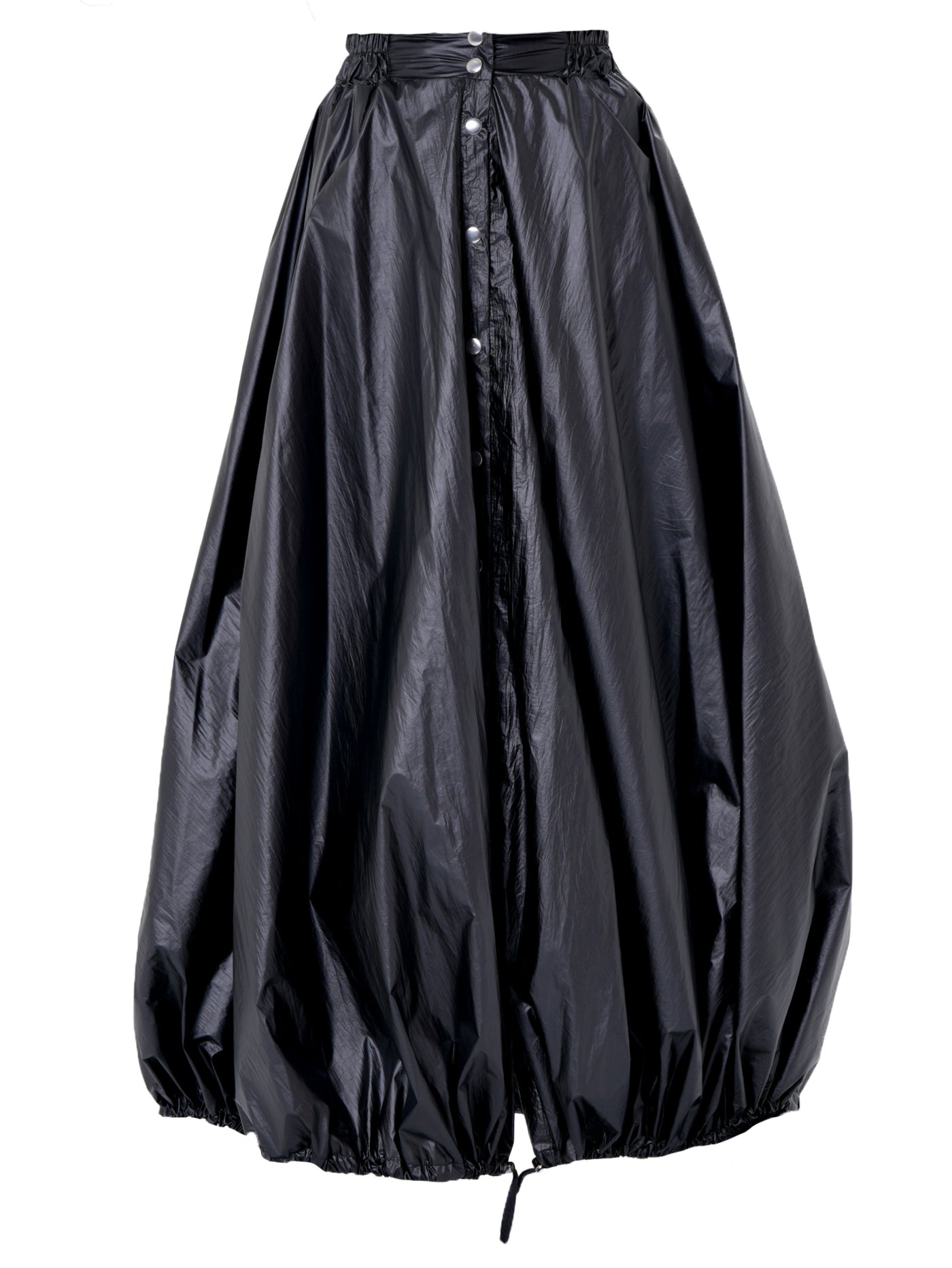 Voluminous Maxi Skirt with Adjustable Hem In Black