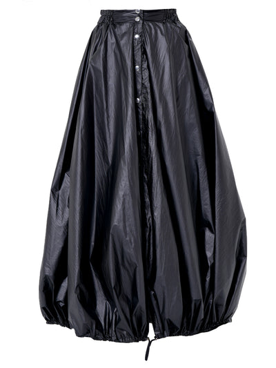 Voluminous Maxi Skirt with Adjustable Hem In Black