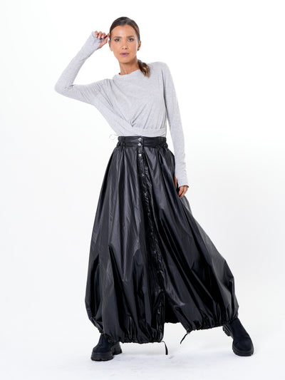 Voluminous Maxi Skirt with Adjustable Hem In Silver