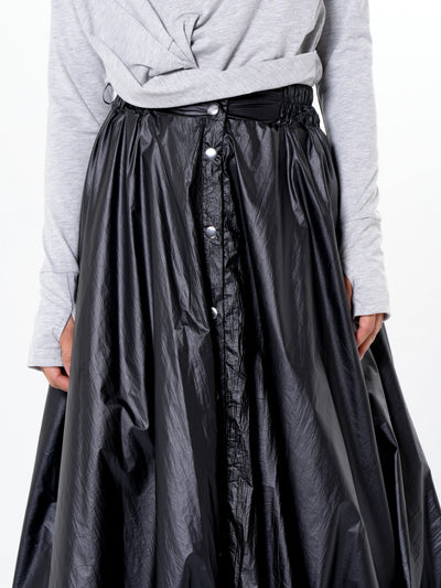 Voluminous Maxi Skirt with Adjustable Hem In Black