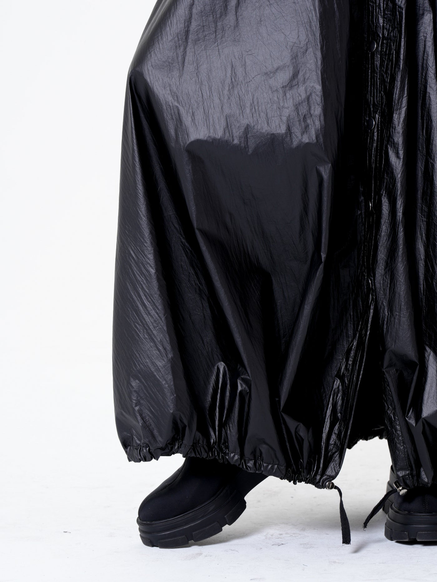 Voluminous Maxi Skirt with Adjustable Hem In Black