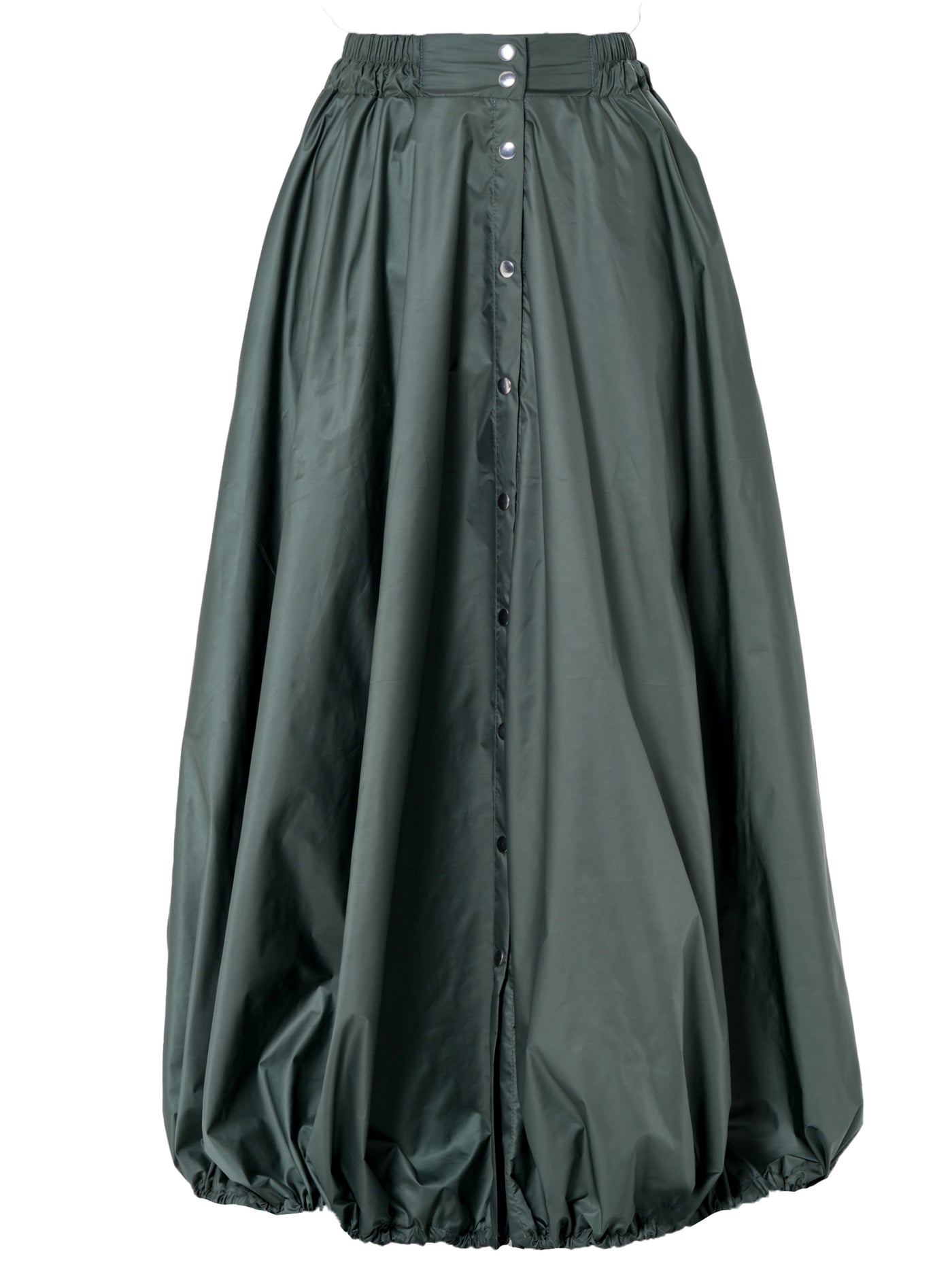 Voluminous Maxi Skirt with Adjustable Hem In Green