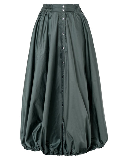 Voluminous Maxi Skirt with Adjustable Hem In Green