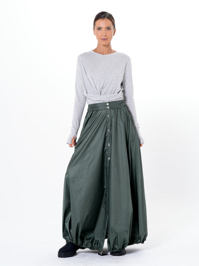 Voluminous Maxi Skirt with Adjustable Hem In Silver