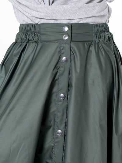 Voluminous Maxi Skirt with Adjustable Hem In Green